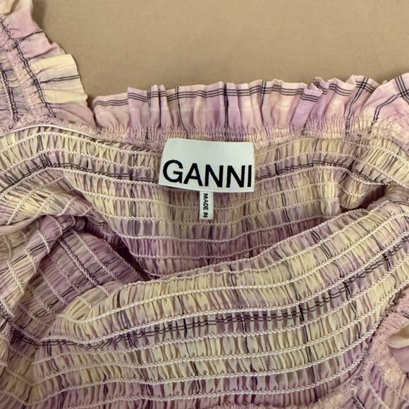 Ganni Seersucker Check Smock Top - Orchid Blossom - Picture 3 of 5